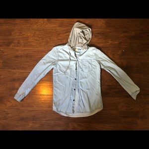 button up jean jacket/sweatshirt, fits large